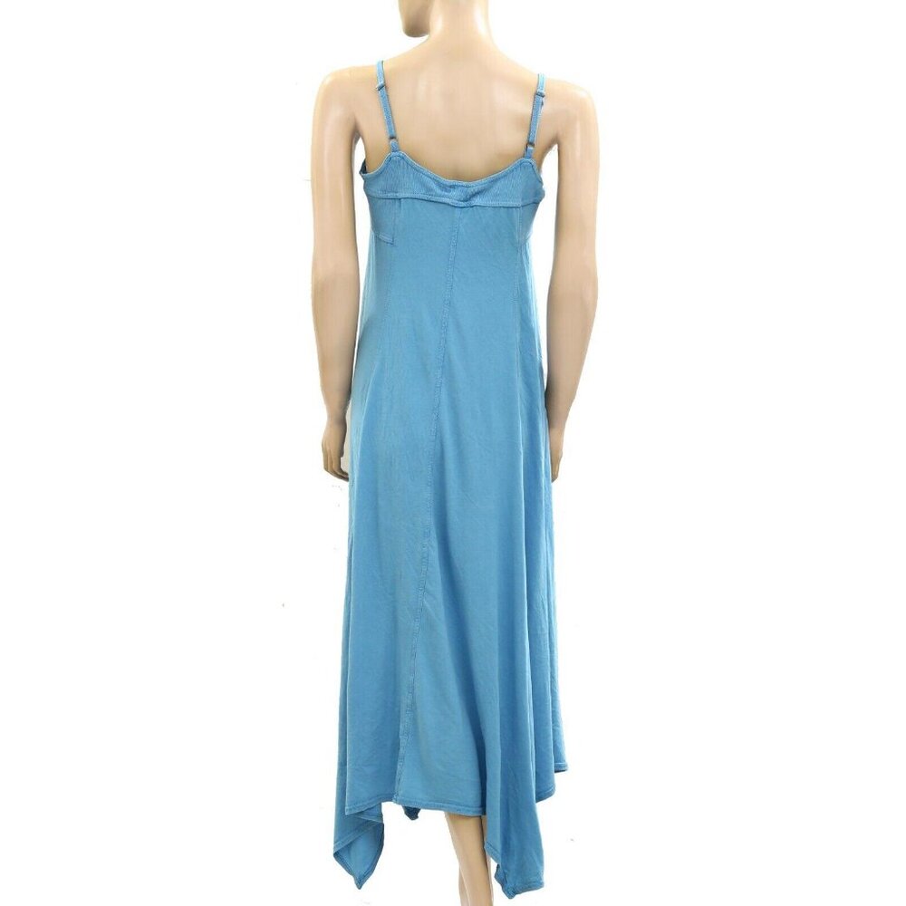 By Anthropologie Sleeveless Asymmetrical-Hem Midi Dress Solid Blue XL NEW 275548 - Picture 3 of 5